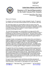 Statement by the Delegation of the United States in response to the address by the EU Special Representative for the South Caucasus, Ambassador Peter Semneby
