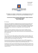 Statement by the Delegation of Norway in response to the Presentation of the 2010 Program Outline by the Secretary General, Ambassador Marc Perrin de Brichambaut