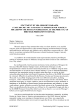 Address by the State Secretary, Deputy Minister for Foreign Affairs of the Russian Federation, Grigory Karasin