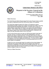 Statement by the Delegation of the United States in response to the report on the Alliance of Civilizations by the Secretary General, Ambassador Marc Perrin de Brichambaut