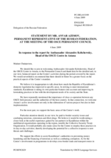 Statement by the Delegation of the Russian Federation in response to the report by the Head of the OSCE Centre in Astana, Ambassador Alexandre Keltchewsky