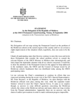 Statement by the Delegation of Moldova on the situation in the Transnistrian region of Moldova
