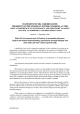 Statement by Cobi Benatoff, President of the European Jewish Congress