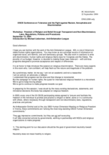 Statement by the Anti-Defamation League, workshop session