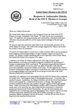 Statement by the Delegation of the United States in response to the report by the Head of the OSCE Mission to Georgia, Ambassador Terhi Hakala
