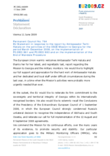 Statement by the Czech Presidency of the Council of the European Union in response to the report by the Head of the OSCE Mission to Georgia, Ambassador Terhi Hakala
