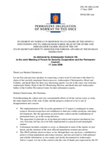 Statement by the Delegation of Norway in response to the presentations by the Co-chairs of the Geneva Discussions and Ambassador Hansjörg Haber, Head of EUMM as well as the Director of the CPC, Ambassador Herbert Salber