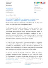 Statement by the Czech Presidency of the Council of the European Union in response to the report by the OSCE Project Coordinator in Uzbekistan, Ambassador Istvan Venczel