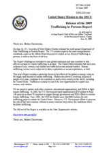 Statement by the Delegation of the United States on the release of the 2009 Trafficking in Persons Report