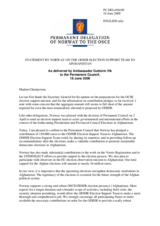 Statement by the Delegation of Norway on the ODIHR Election Support Team to Afghanistan