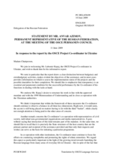 Statement by the Delegation of the Delegation of the Russian Federation in response to the report by the OSCE Project Coordinator in Ukraine, Ambassador Lubomir Kopaj