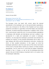 Statement by the Czech Presidency of the Council of the European Union on the proposed amendments to the Azerbaijani Law on NGOs