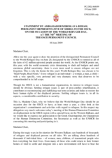 Statement by the Delegation of Serbia on the World Refugee Day