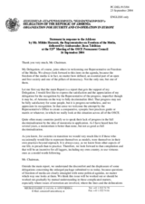 Statement by the Delegation of Armenia in response to the OSCE Representative on Freedom of the Media, Mr. Miklós Haraszti