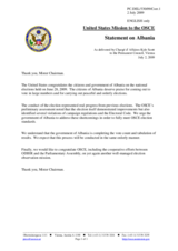 Statement by the Delegation of the United States on the parliamentary elections in Albania