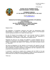 Statement by the Delegation of Kazakhstan in response to the report by the OSCE Representative on Freedom of the Media, Miklos Haraszti