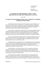 Statement by the Swedish Presidency of the Council of the European Union in response to the report of the Special Representative and Co-ordinator for Combating Trafficking in Human Beings, Eva Biaudet