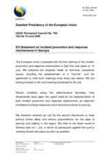 Statement by the Swedish Presidency of the Council of the European Union on the 1st meeting of the incident prevention and response mechanisms in Gali on 14 July