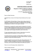 Statement by the Delegation of the United States in response to the report by the Head of the OSCE Spillover Monitor Mission to Skopje, Ambassador Jose-Luis Herrero