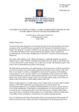 Statement by the Delegation of Norway in response to Charimanship's Report on the Future Orientation of the Second Dimension