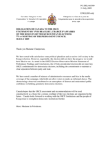 Statement by the Delegation of Canada on presidential elections in Kyrgyzstan