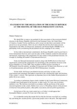Statement by the Delegation of Kyrgyzstan on presidential elections in Kyrgyzstan