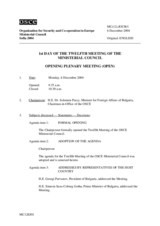 Journal of the 1st Day of the Twelfth Meeting of the OSCE Ministerial Council