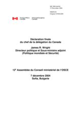 Closing Statement by the Head of the Delegation of Canada, James R. Wright, Political Director and Assistant Deputy Minister (Global and Security Policy) (fr)