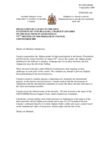 Statement by the Delegation of Canada on presidential and provincial council elections in Afghanistan