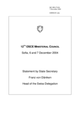 Statement by State Secretary, Franz von Däniken, Head of the Swiss Delegation