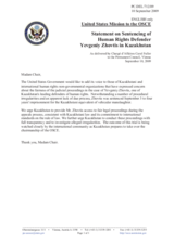 Statement by the Delegation of the United States on on the case against a human rights defender in Kazakhstan
