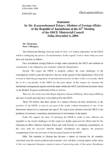 Statement by Mr. Kassymzhomart Tokaev, Minister of Foreign Affairs of the Republic of Kazakhstan