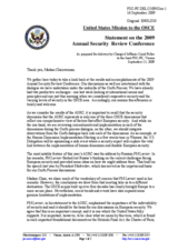 Statement by the Delegation of the United States on the 2009 Annual Security Review Conference