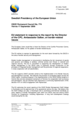 Statement by the Swedish Presidency of the Council of the European Union in response to the report by the Director of the CPC, Ambassador Herbert Salber, on border-related issues