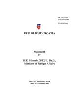 Statement by H.E. Miomir Zuzul, Ph.D., Minister of Foreign Affairs of the Republic of Croatia