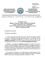 Address by the Minister of Interior Affairs of Kyrgyzstan, Lt. gen. of police M. T. Kongantiev