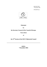 Statement by the Secretary General of the Council of Europe, Terry Davis