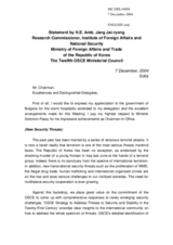 Statement by H.E. Amb. Jang Jai-ryong,  Research Commissioner, Institute of Foreign Affairs and National Security, Ministry of Foreign Affairs and Trade of the Republic of Korea