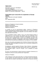 Déclaration par S.E. Dr. Zia Nezam, Ambassadeur/Représentant Permanent Mission Permanente d'Afghanistan - Vienne