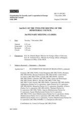 Journal of the 2nd Day of the Twelfth Meeting of the OSCE Ministerial Council