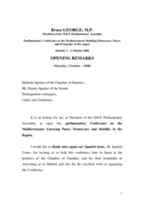 Opening remarks at the Parliamentary Conference on the Mediterranean