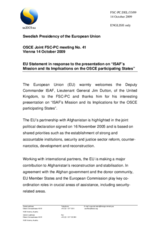 Statement by the Swedish Presidency of the Council of the European Union in response to the presentation by Lieutenant General Jim Dutton, Deputy Commander of the ISAF, on ISAF's Mission and its Implications for OSCE participating States
