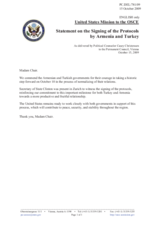 Statement by the Delegation of the United States on Armenia and Turkey