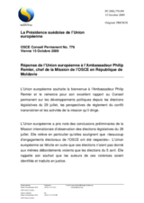 Statement by the Swedish Presidency of the Council of the European Union in response to the report by the Head of OSCE Mission to Moldova, Ambassador Philip Remler (fr)
