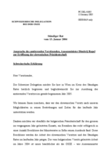 Statement by the Delegation of Switzerland in response to the Chairman-in-Office of the OSCE, H.E. Dimitrij Rupel