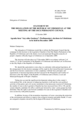 Statement by the Delegation of Uzbekistan on parliamentary elections in Uzbekistan to be held on 27 December 2009