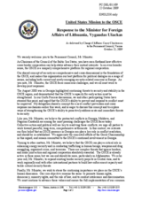 Statement by the Delegation of the United States in response to the address by the Minister of Foreign Affairs of Lithuania, Vygaudas Usackas