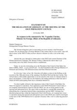 Statement by the Delegation of Germany in response to the address by the Minister of Foreign Affairs of Lithuania, Vygaudas Usackas