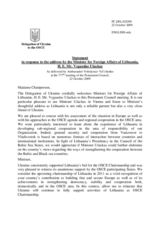 Statement by the Delegation of Ukraine in response to the address by the Minister of Foreign Affairs of Lithuania, Vygaudas Usackas
