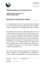 Statement by the Swedish Presidency of the Council of the European Union on death penalty in Belarus